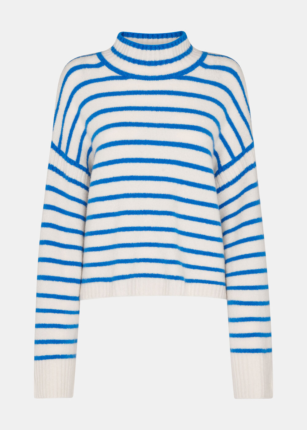 Stripe Rib Detail Funnel Knit