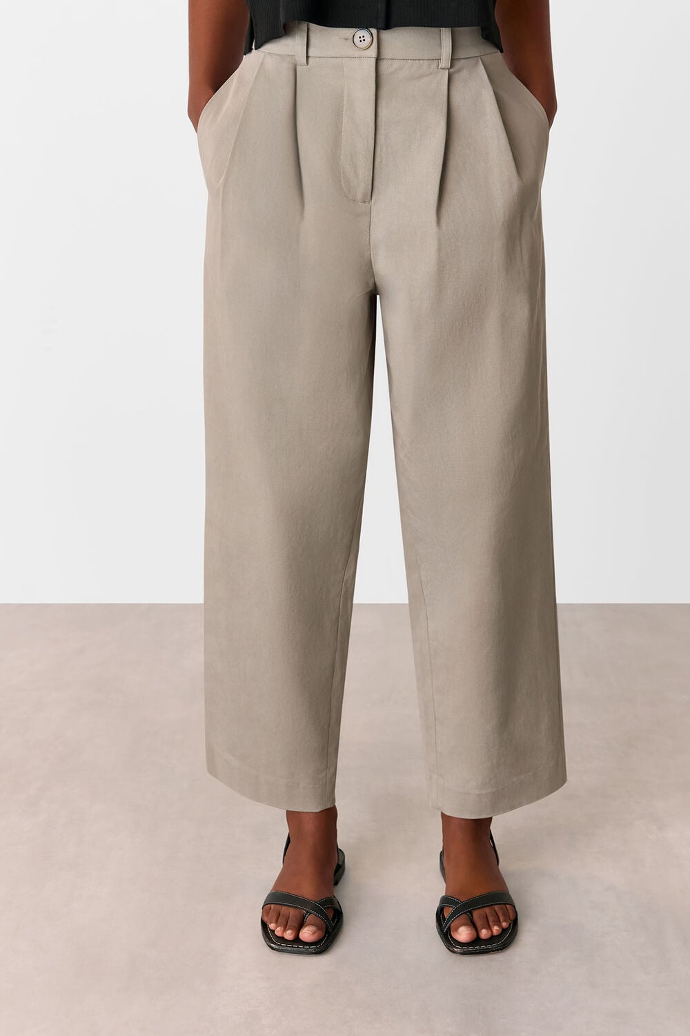Taupe Bethany Barrel Leg Pants&nbsp;