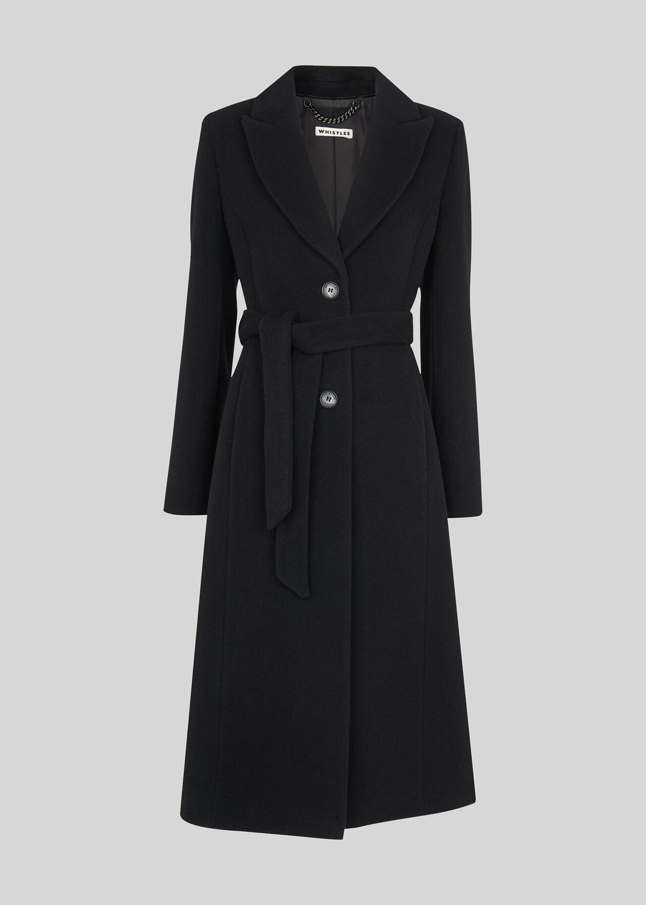 Black Penelope Belted Coat WHISTLES Whistles US