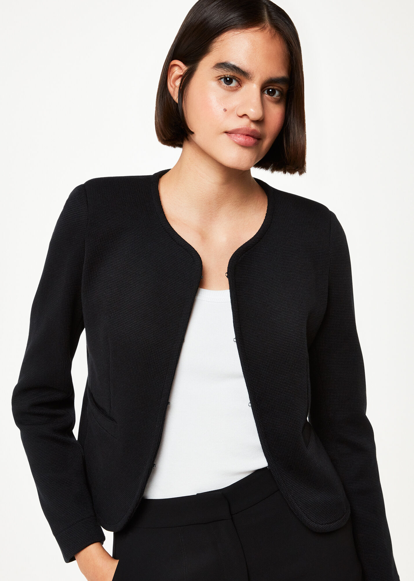 Women's Black Collarless Tailored Jacket | Whistles US |