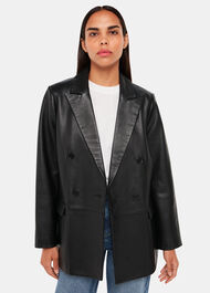 Aliza Waisted Leather Blazer