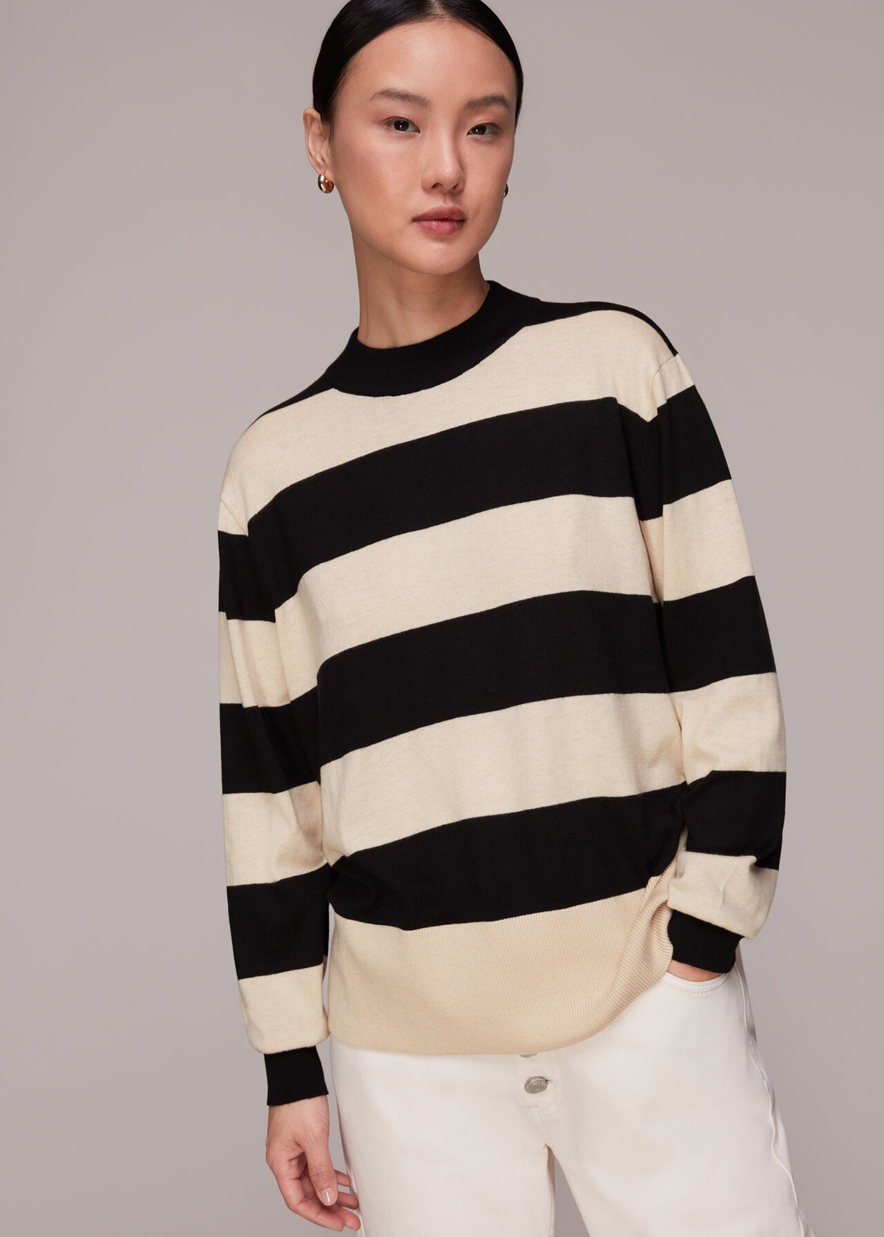 Stripe High Neck Sweater