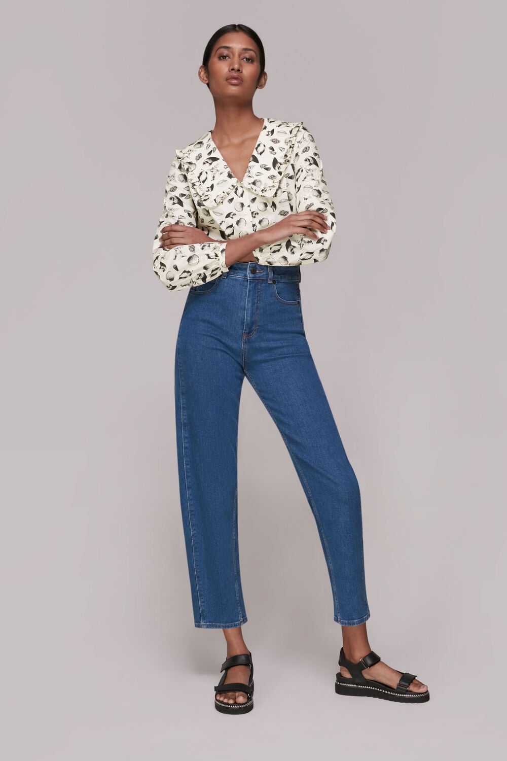 Sea Shell Print Collar Top