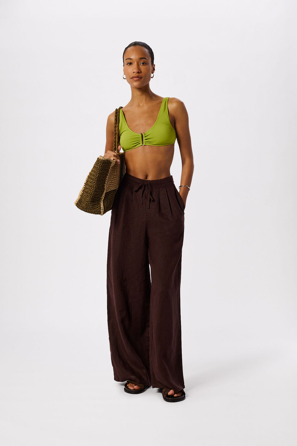 Green Textured Ring Bikini Top