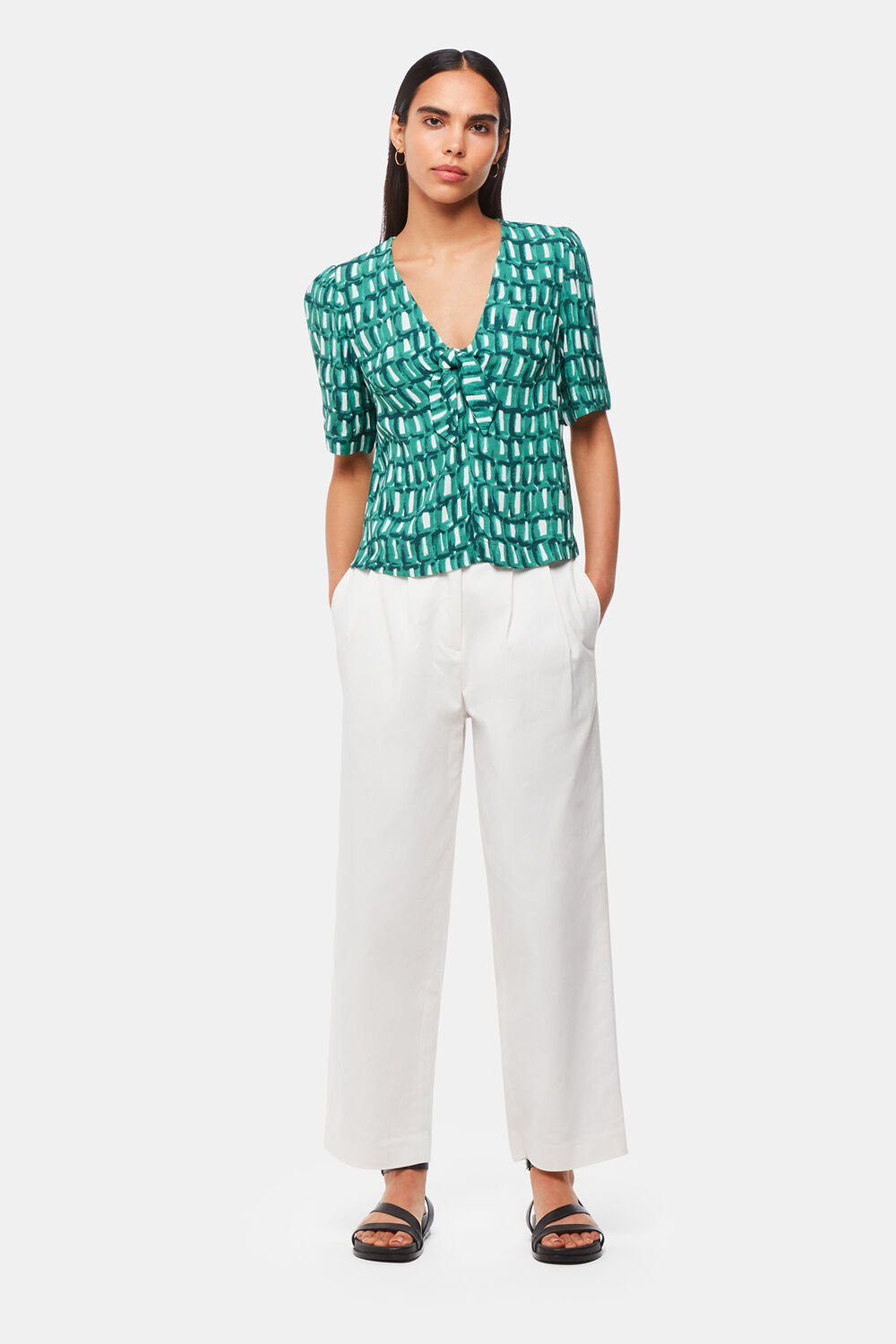 Linked Smudge Tie Front Top