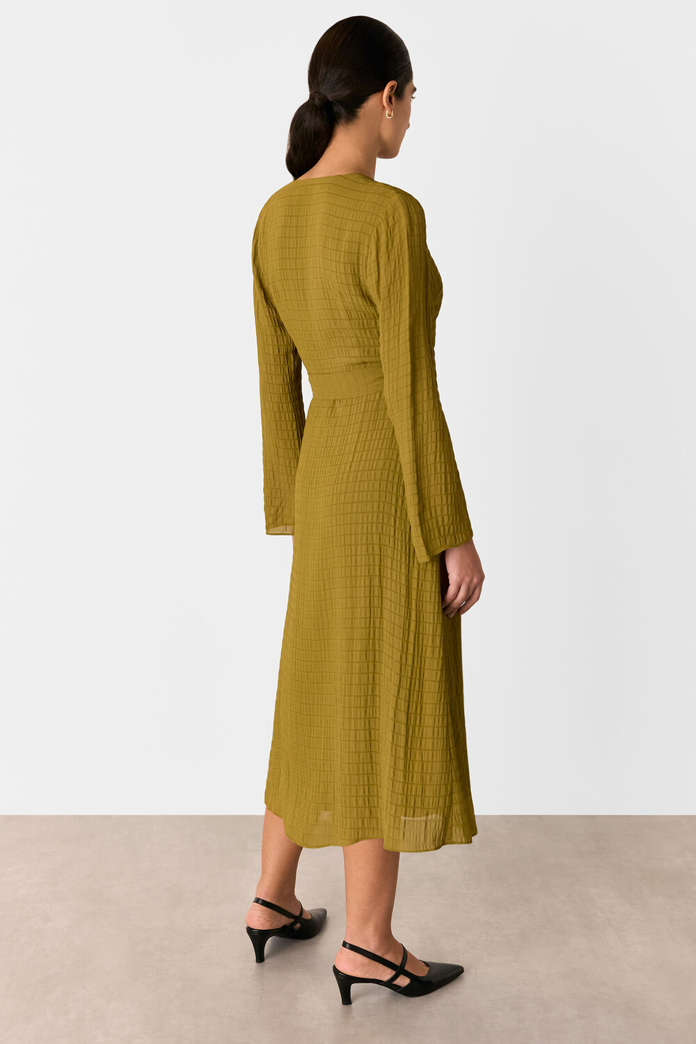 Olive Alex Textured Wrap Midi Dress
