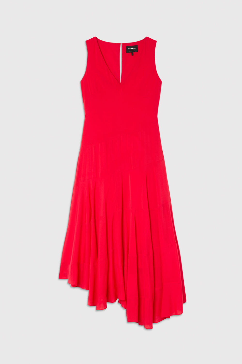 Red Sleeveless Tiered Midi Dress