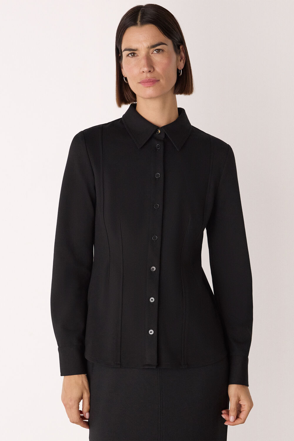 Black Seam Detail Ponte Shirt