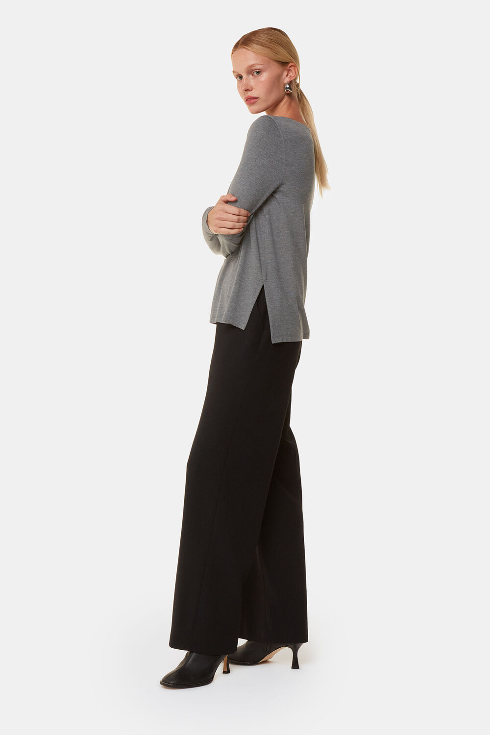 Slim Straight Neck Jersey Top