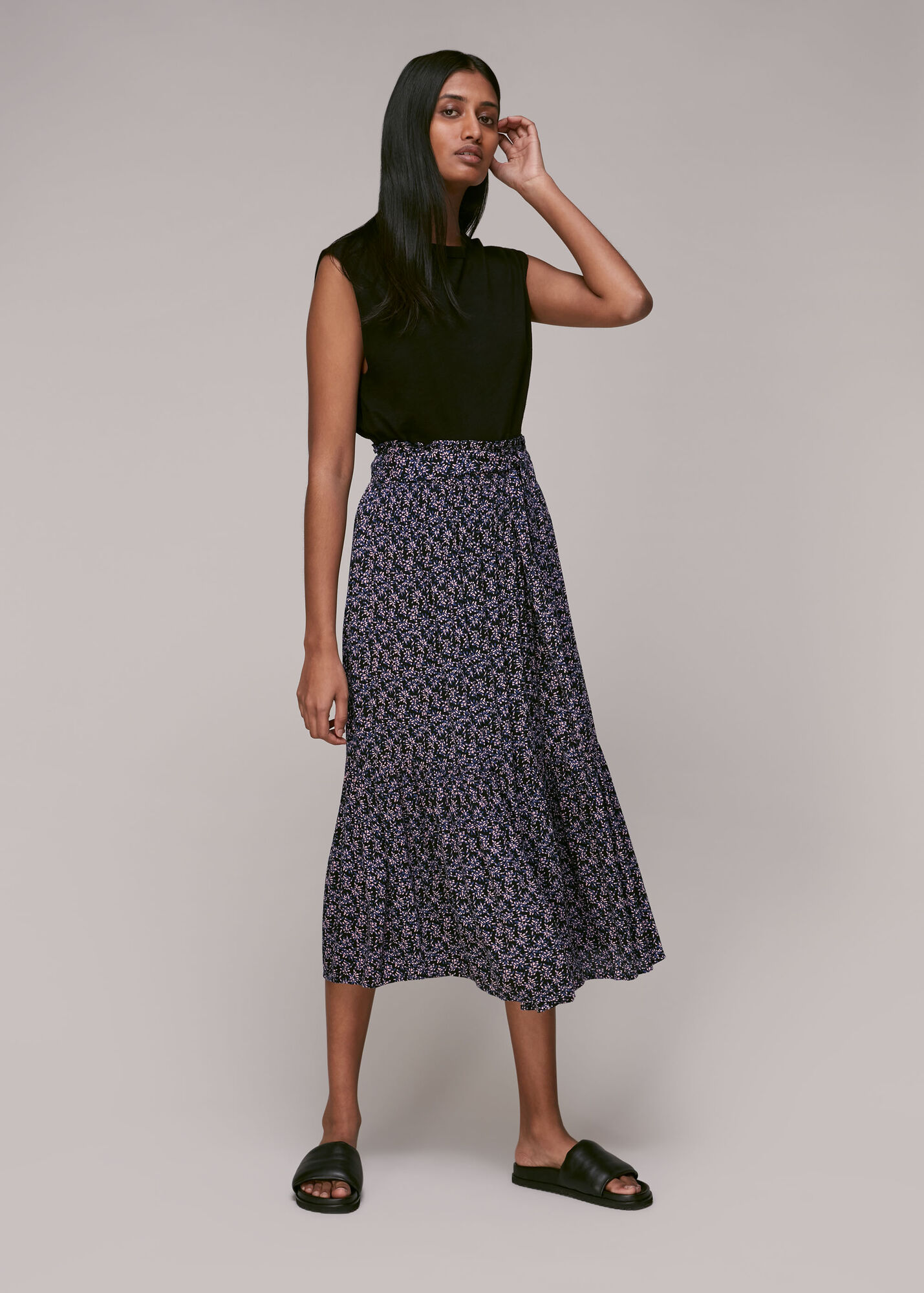 Multicolour Kinetic Print Tie Front Skirt | WHISTLES