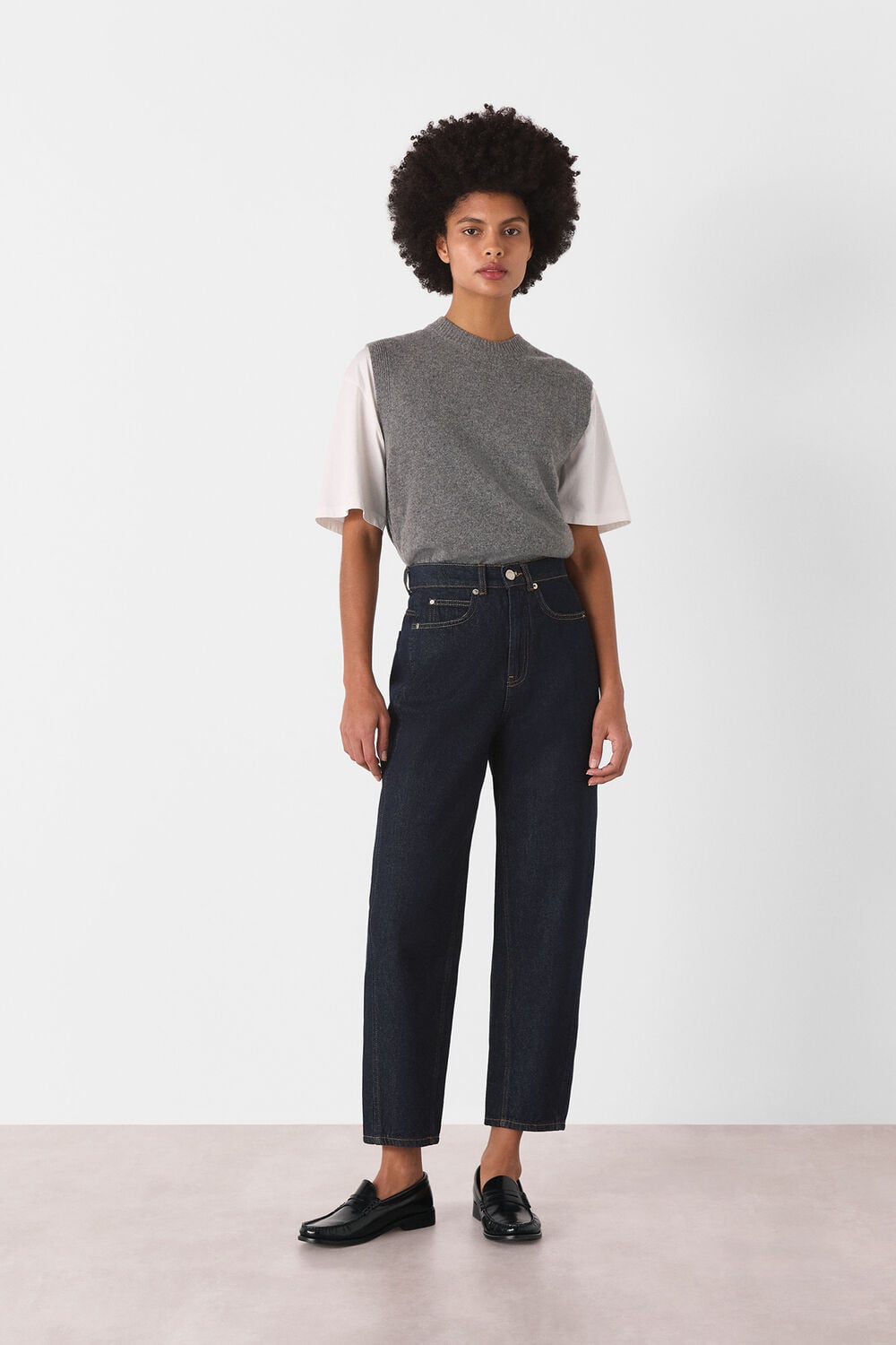 Dark Denim Authentic Barrel Leg Jean