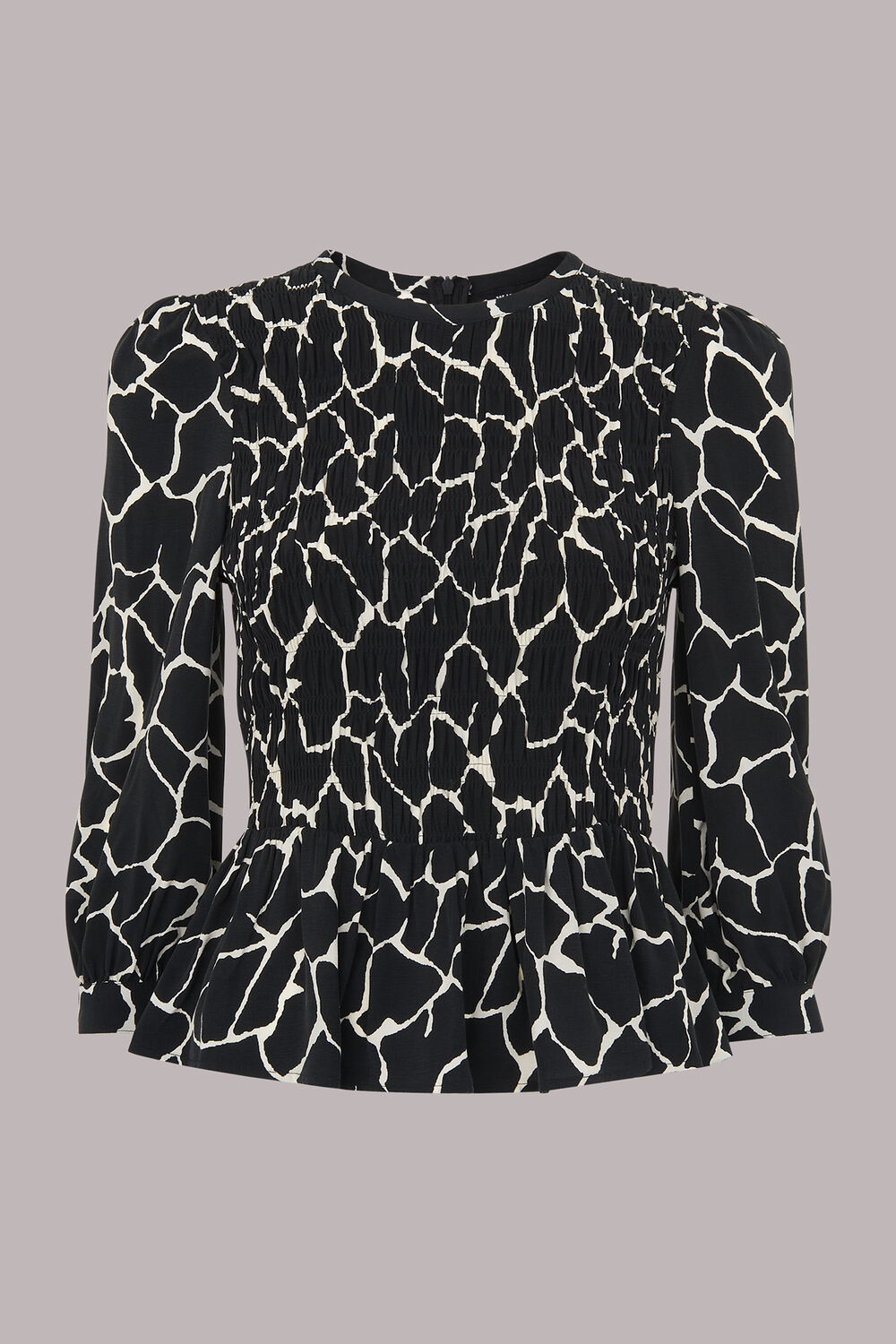Giraffe Print Shirred Top