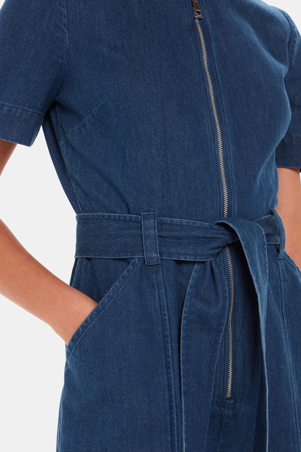 Short Sleeve Denim Jumpsuit