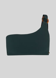 Tort Ring One Shoulder Top Dark Green
