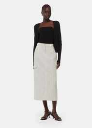Stripe Cargo Midi Skirt
