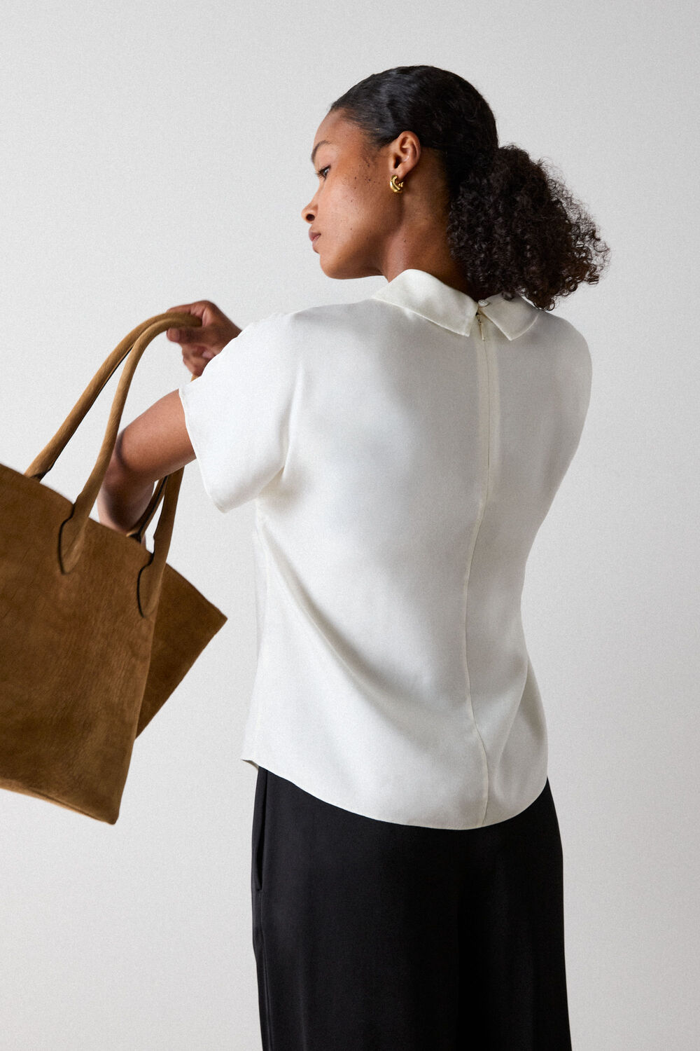 Cowl Neck Short Sleeve Blouse