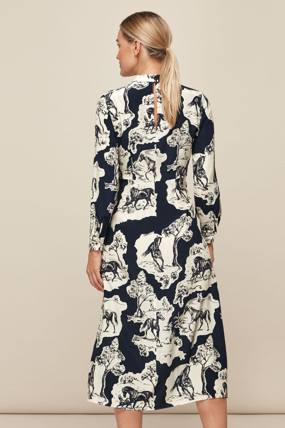 Stallion Print Silk Dress