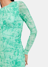 Brushwork Print Mesh Dress