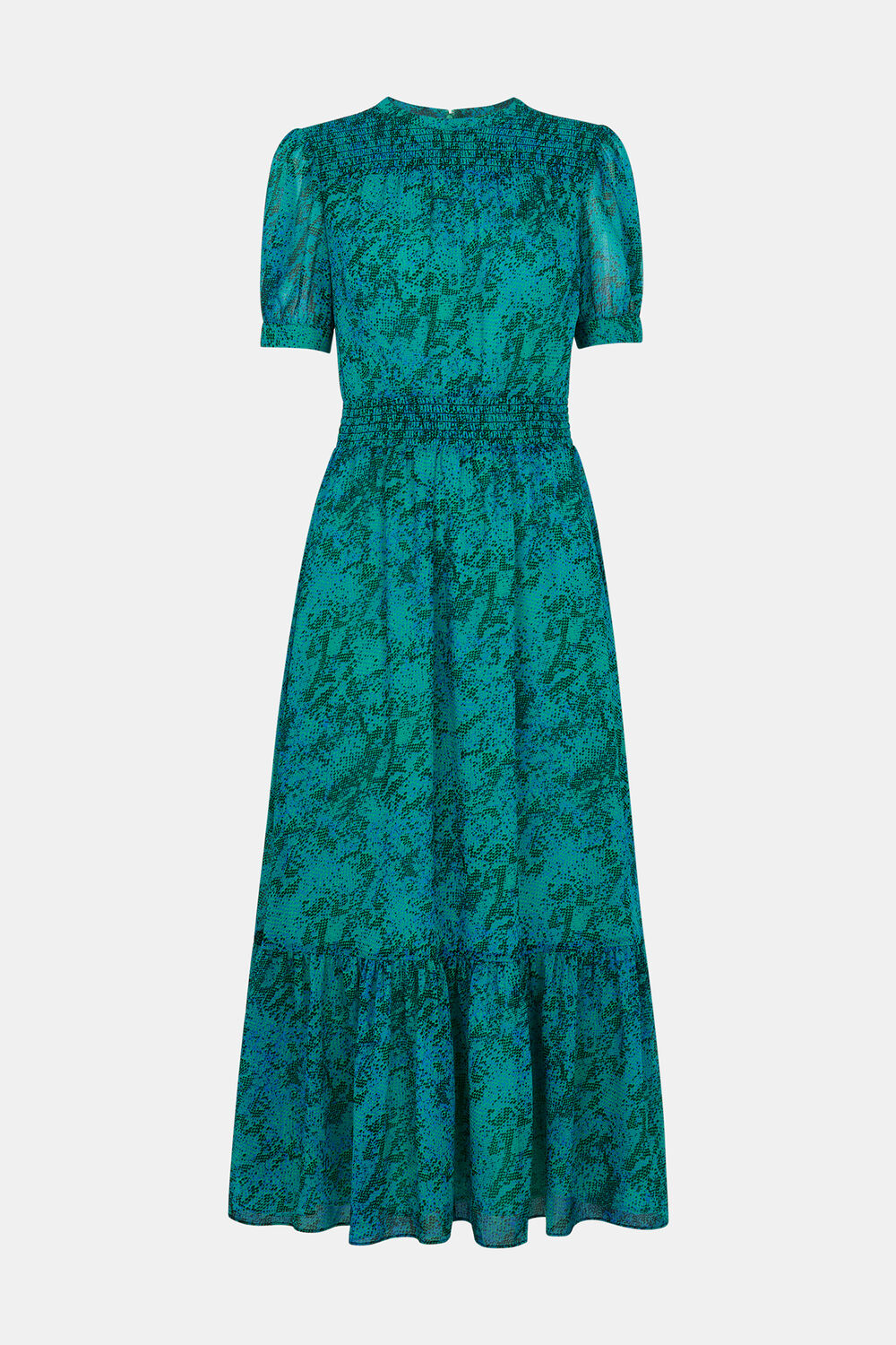 Diagonal Snake Shirred Dress
