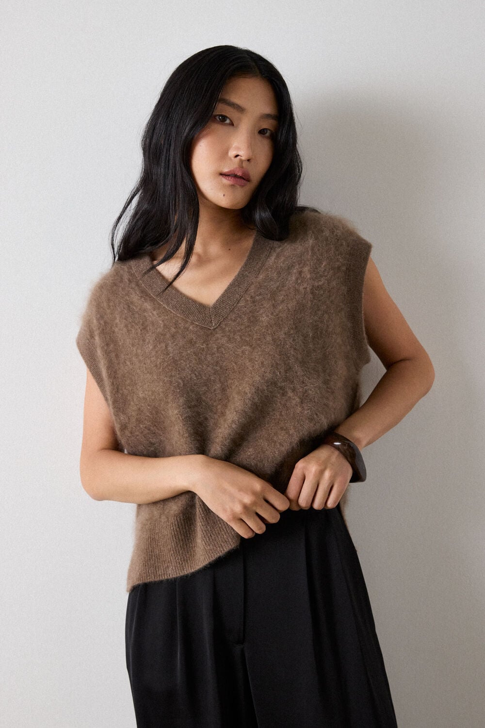 Camel Brushed Cashmere Tank