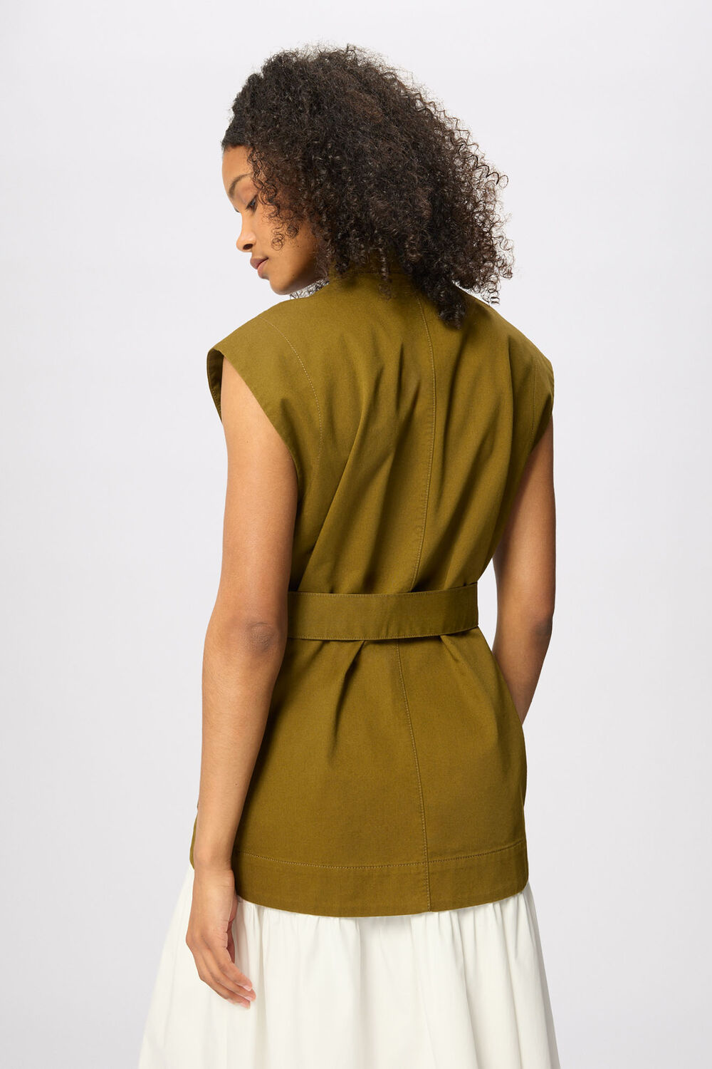 Khaki Sleeveless Safari Jacket