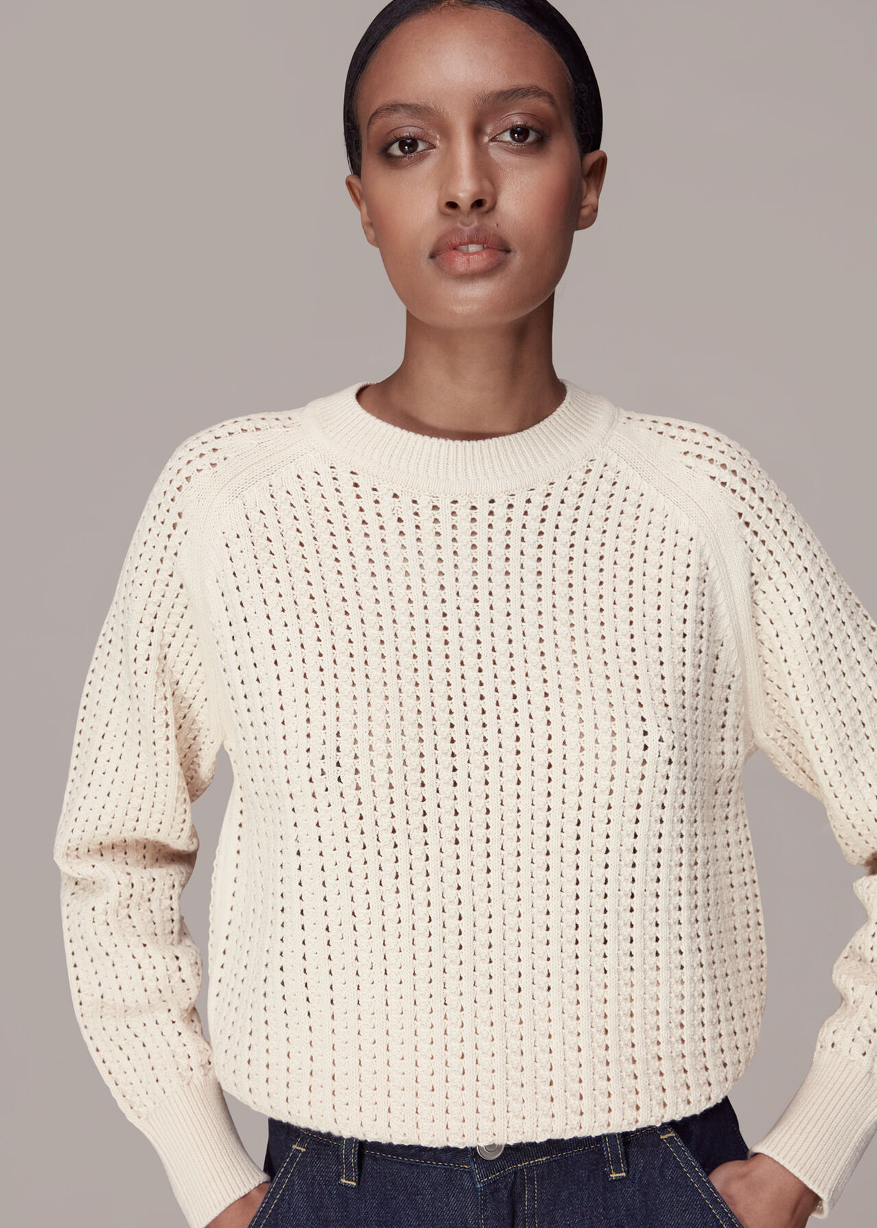Pointelle knit sweater, Only
