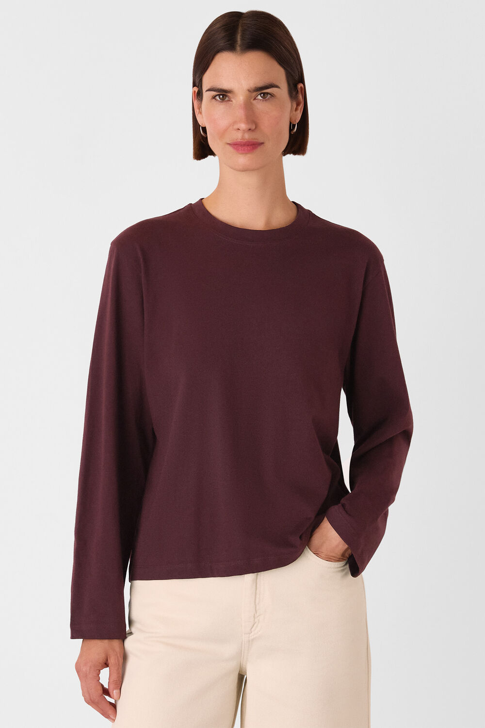 Burgundy Relaxed Long Sleeve Tee