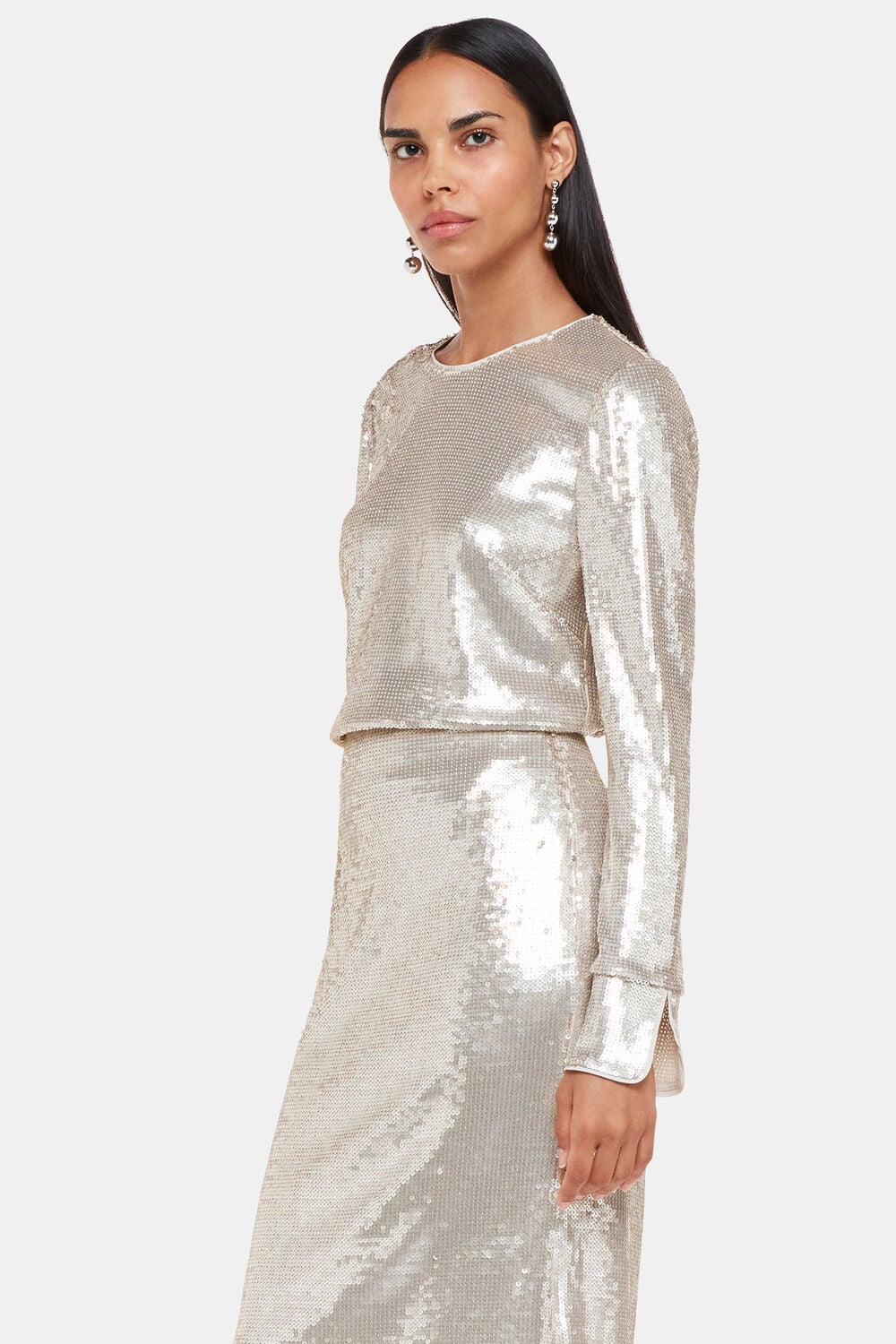 Silver Sequin Minimal Tunic Top