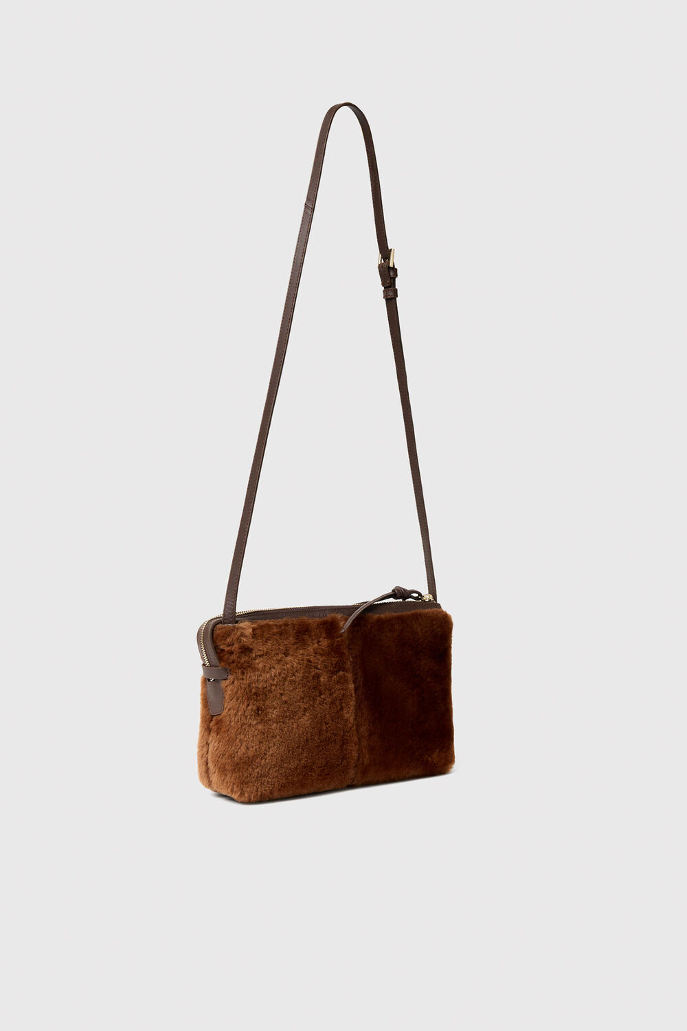 Chocolate Kaia Shearling Crossbody Bag