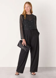 Hot Fix Sheer Sleeve Blouse