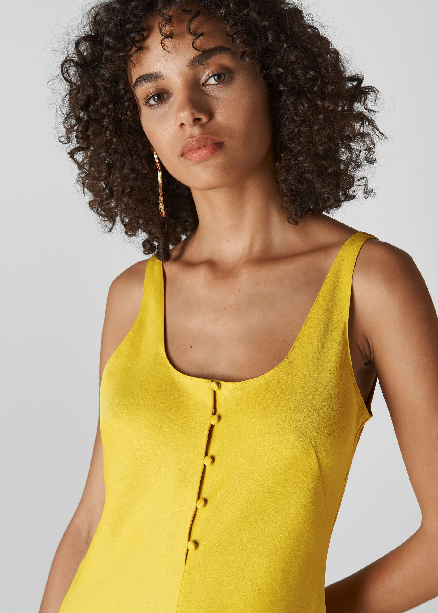 Yellow Pippa Satin Slip Dress WHISTLES Whistles UK