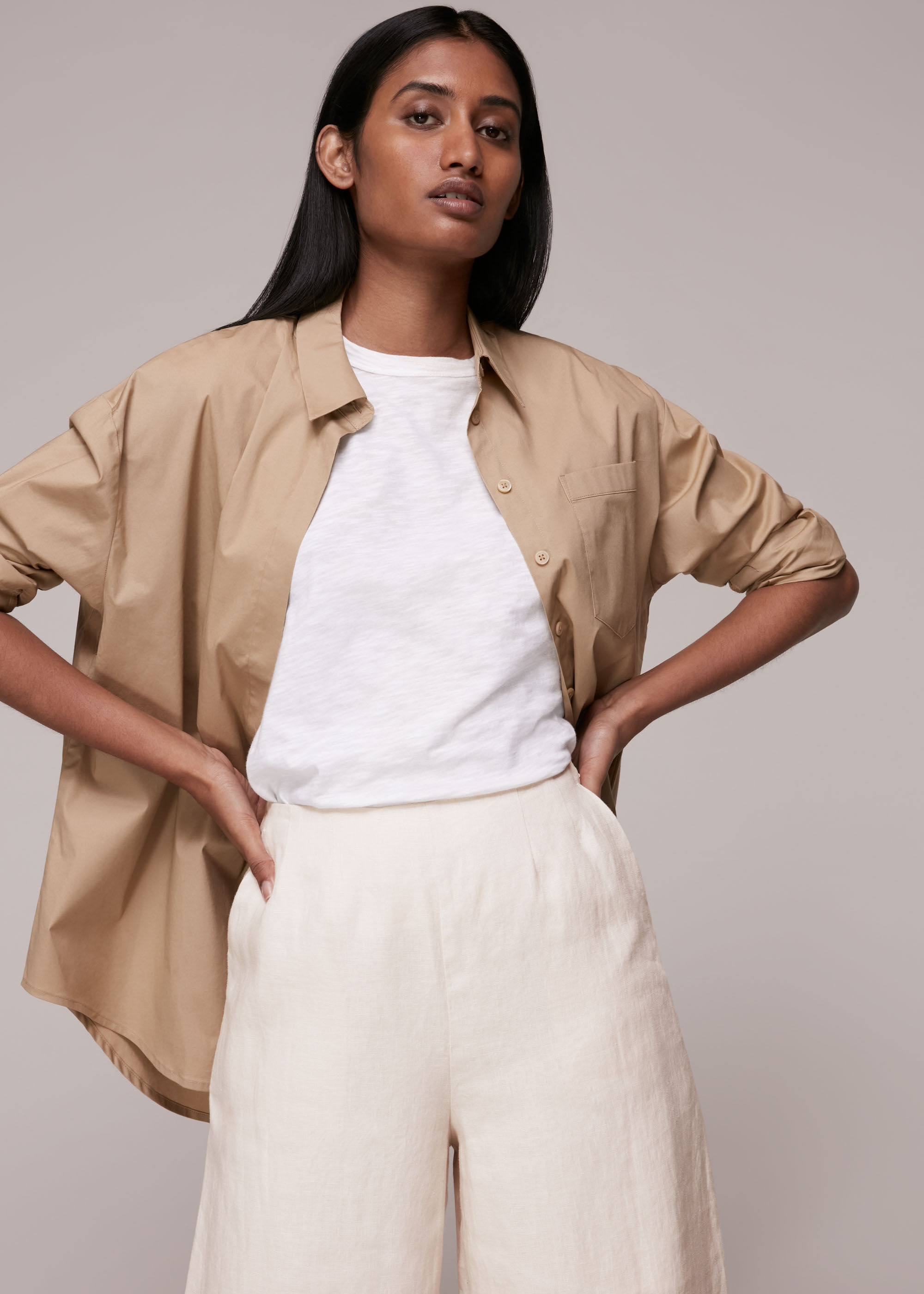 Whistles nina button linen dress discount