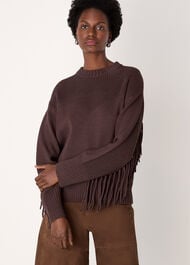 Fringe Rib Detail Cotton Knit