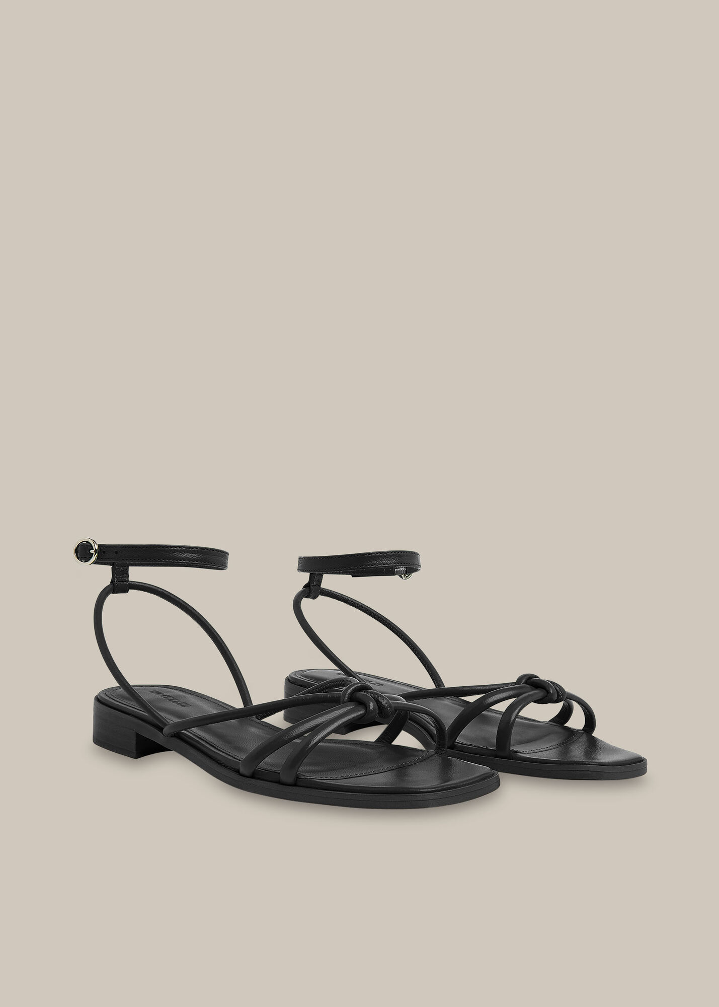 Black Roya Flat Strappy Sandal | WHISTLES