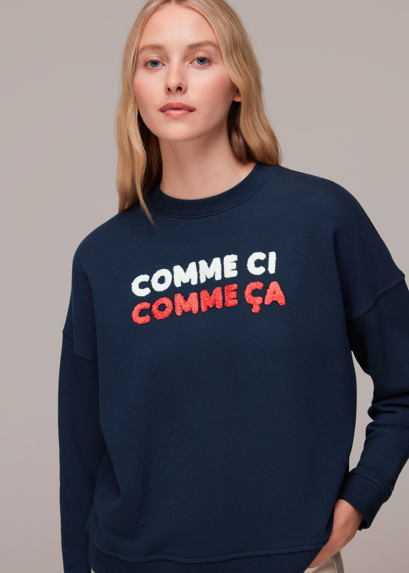 Navy Comme Ci Comme Ca Sweat | WHISTLES |