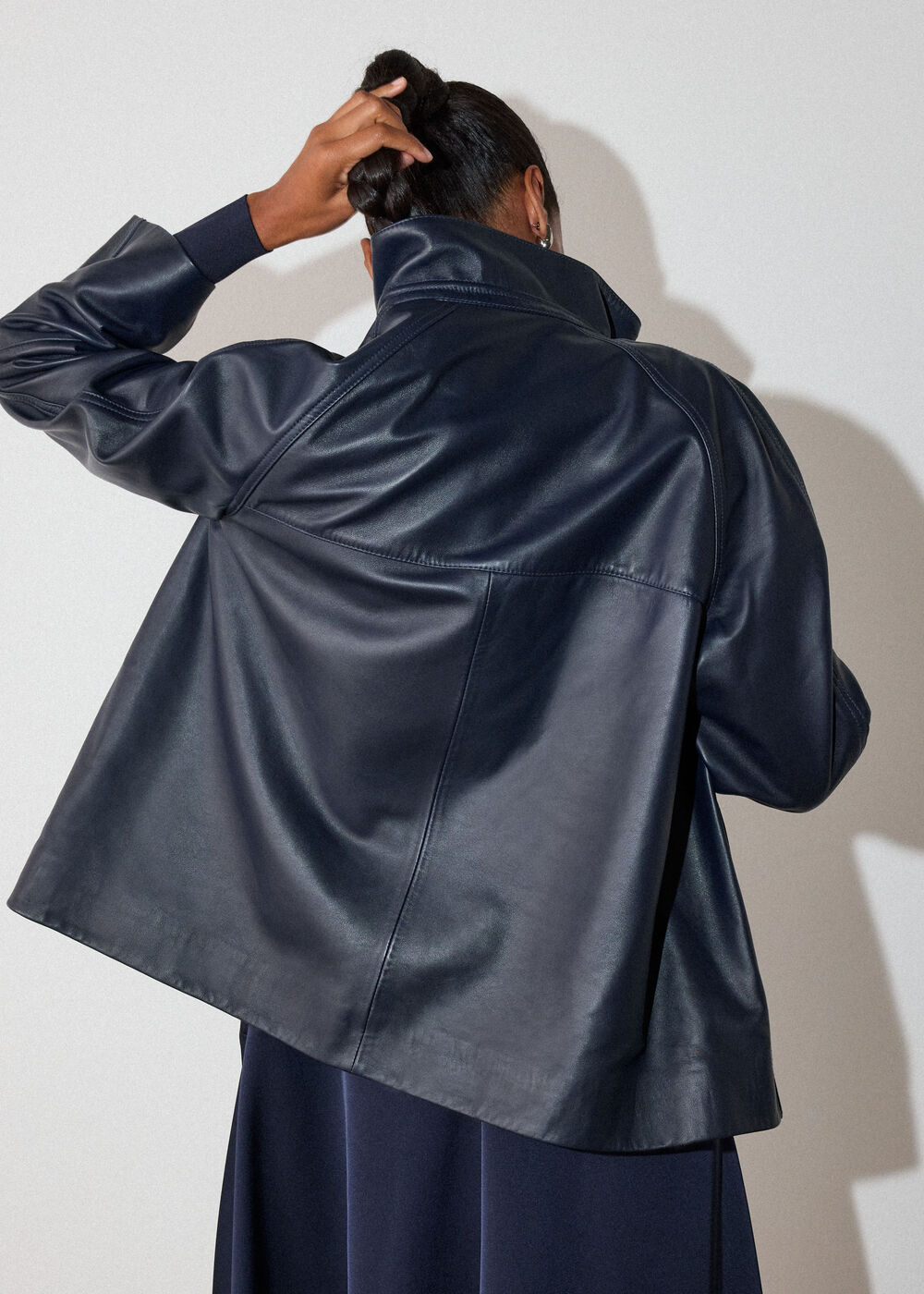 Leather Funnel Neck Anorak