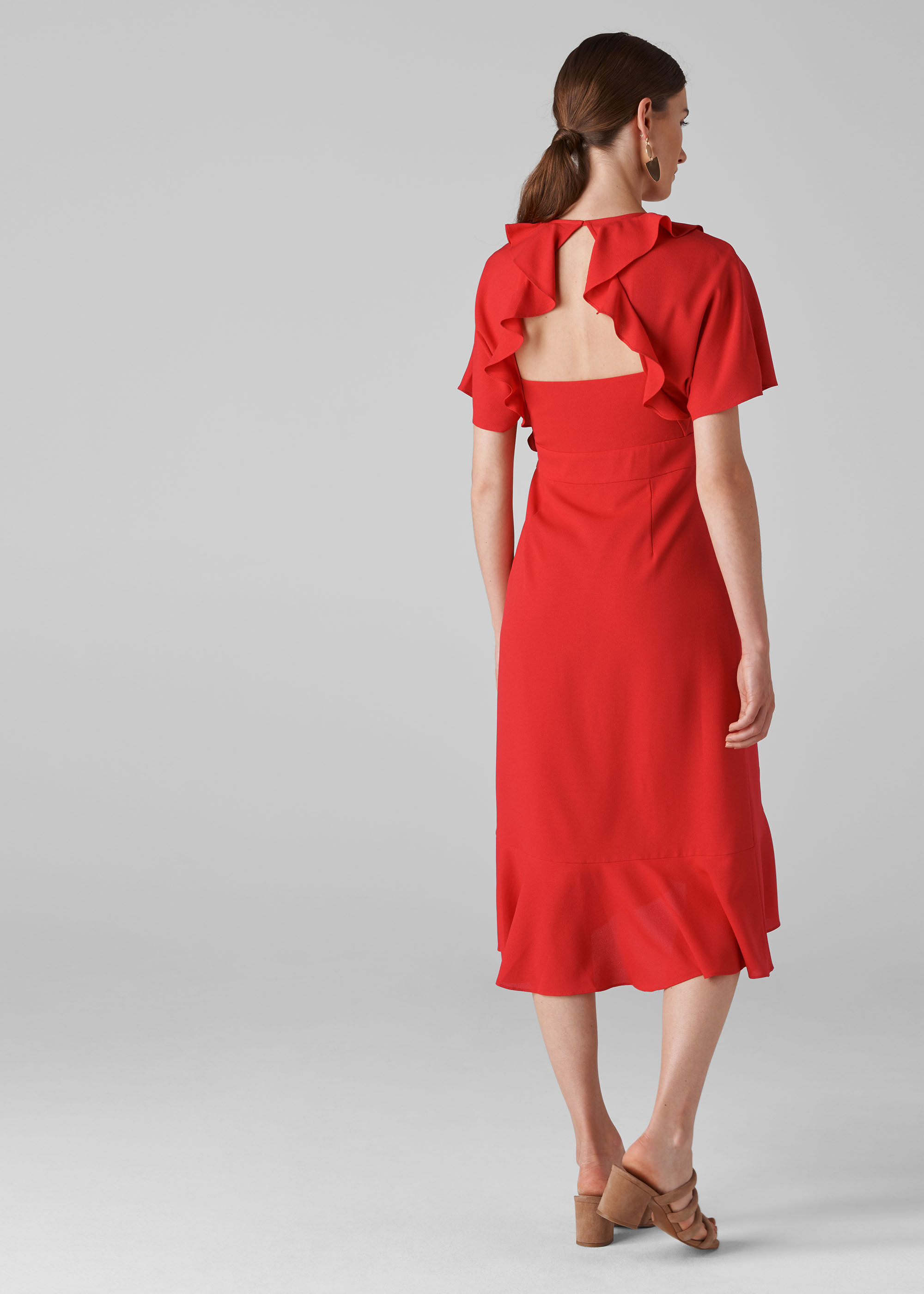 Red frill sale wrap dress