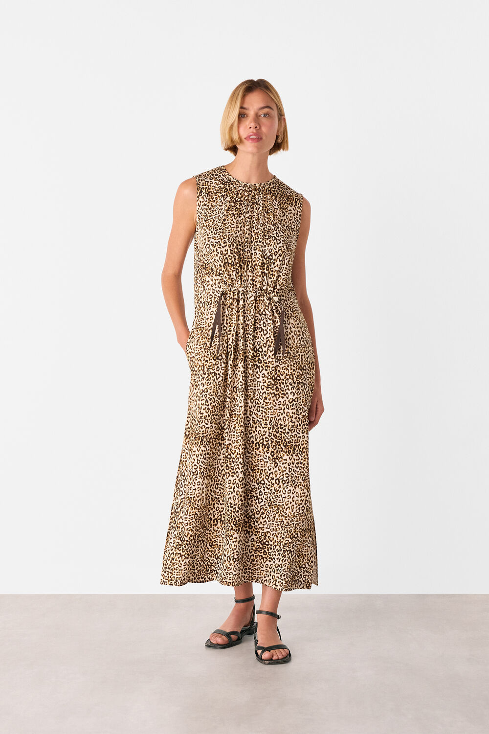Leopard Sleeveless Midi Dress