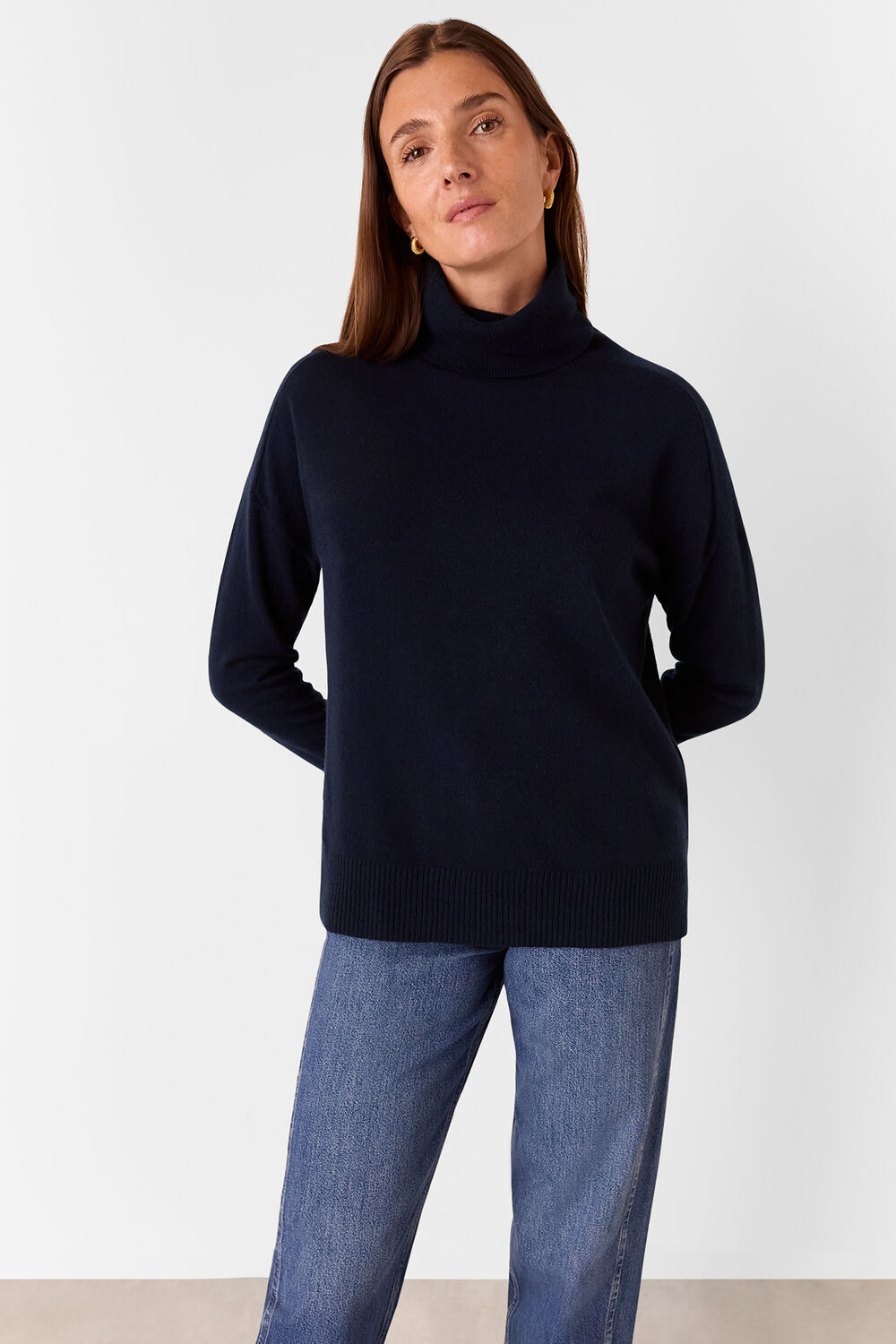 Navy Cashmere Turtleneck Sweater