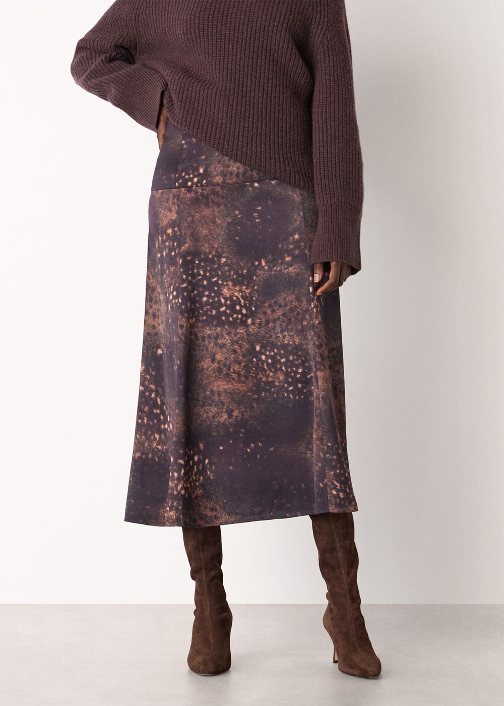 Spotted Animal Midi Skirt