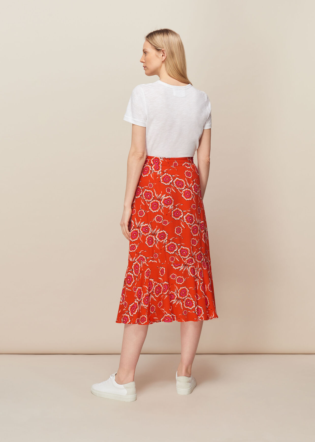 Diagonal Floral Skirt Multicolour