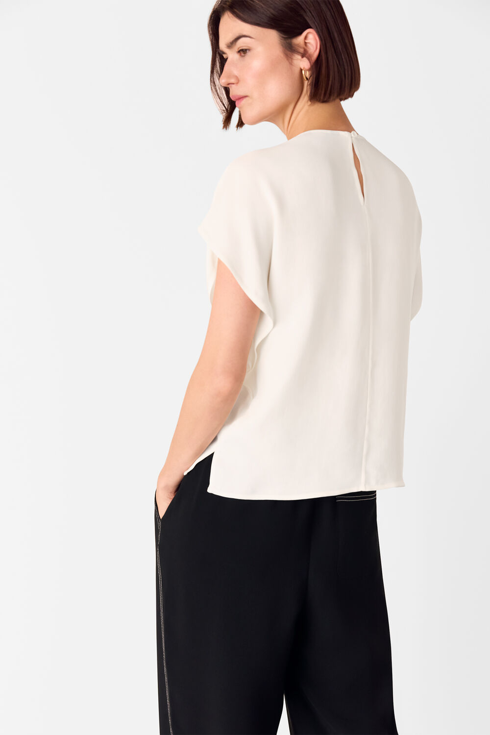 Short Sleeve Crepe Shell Top