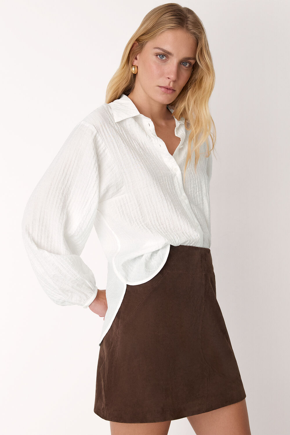 Textured Relaxed Viscose Shirt