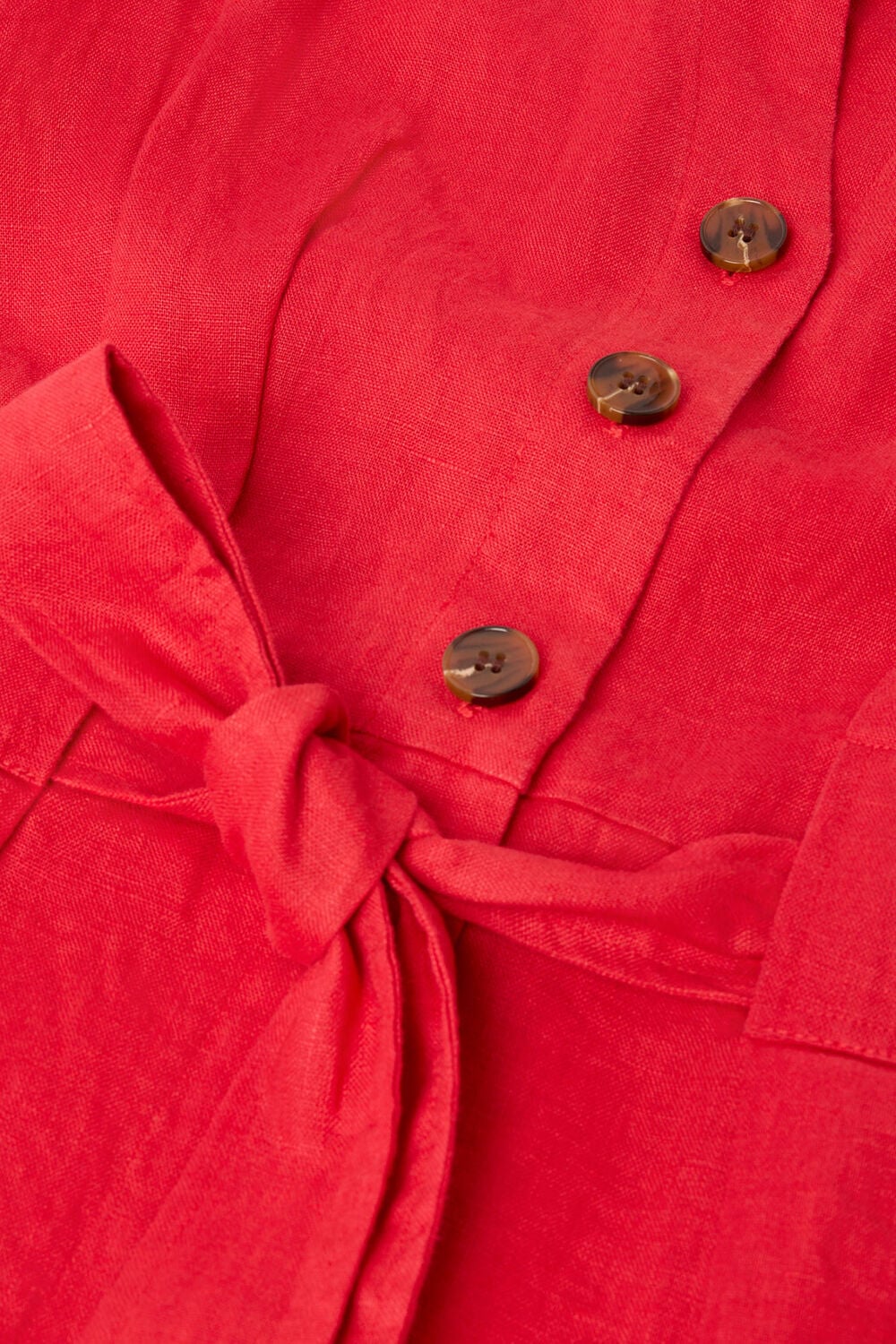 Red Fiona Linen Button Jumpsuit