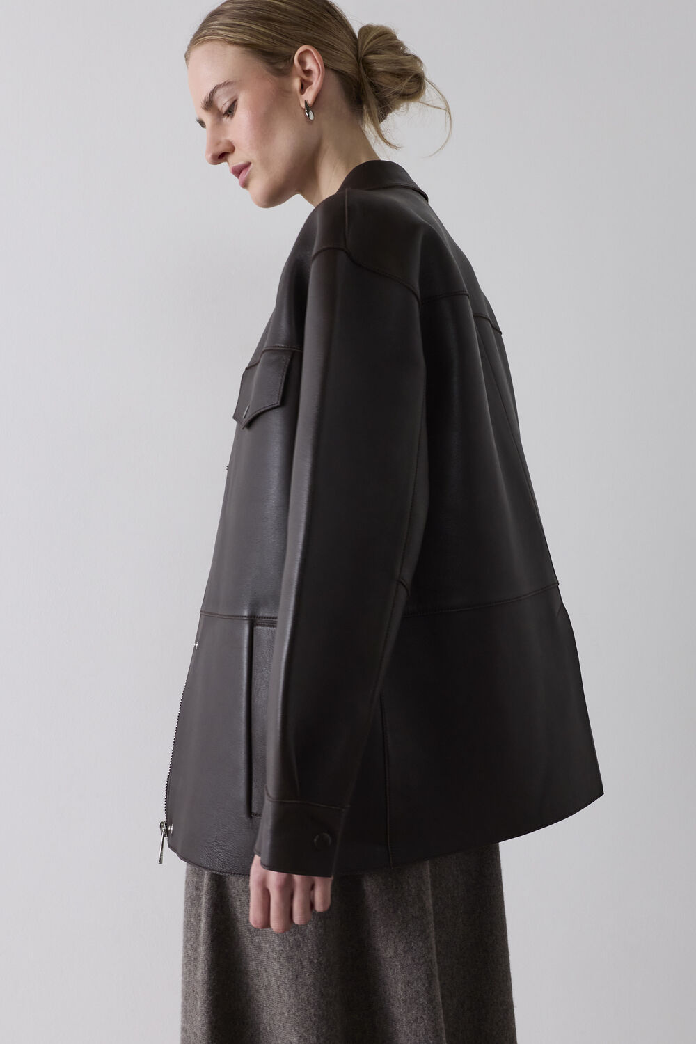 Brown Clean Bonded Leather Jacket