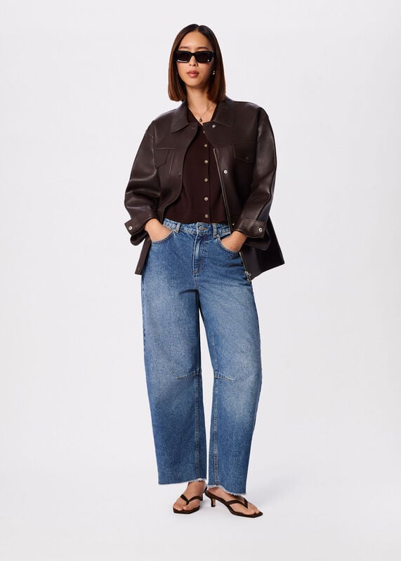 Denim Authentic Raw Hem Barrel Jean