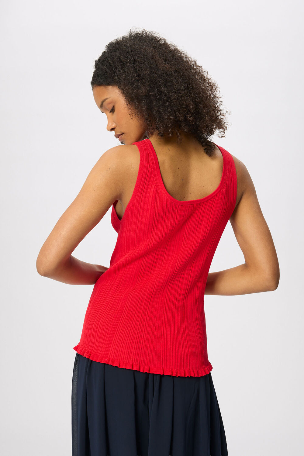 Red Frill Hem Knitted Vest