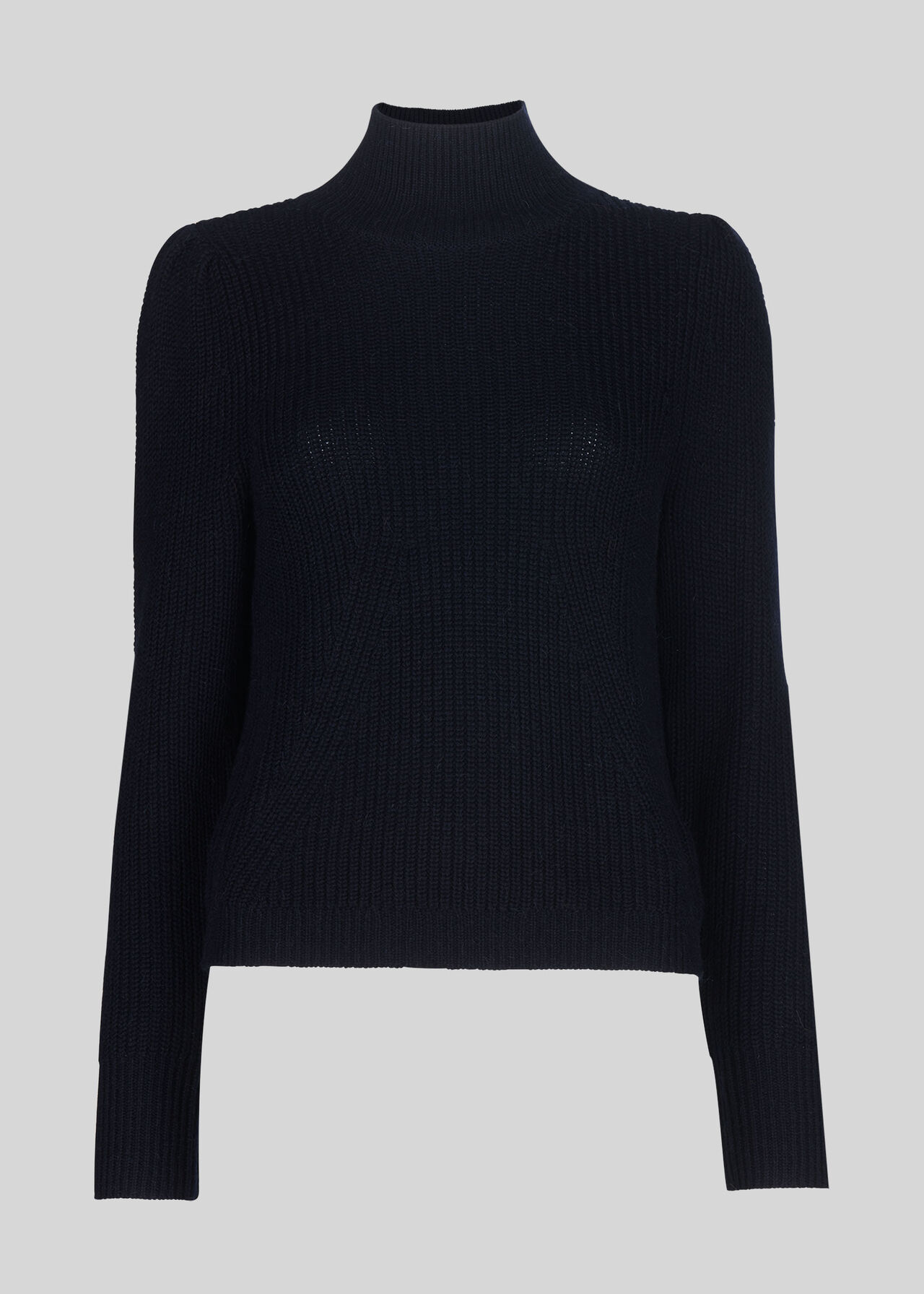 Navy Puff Sleeve Roll Neck Knit | WHISTLES