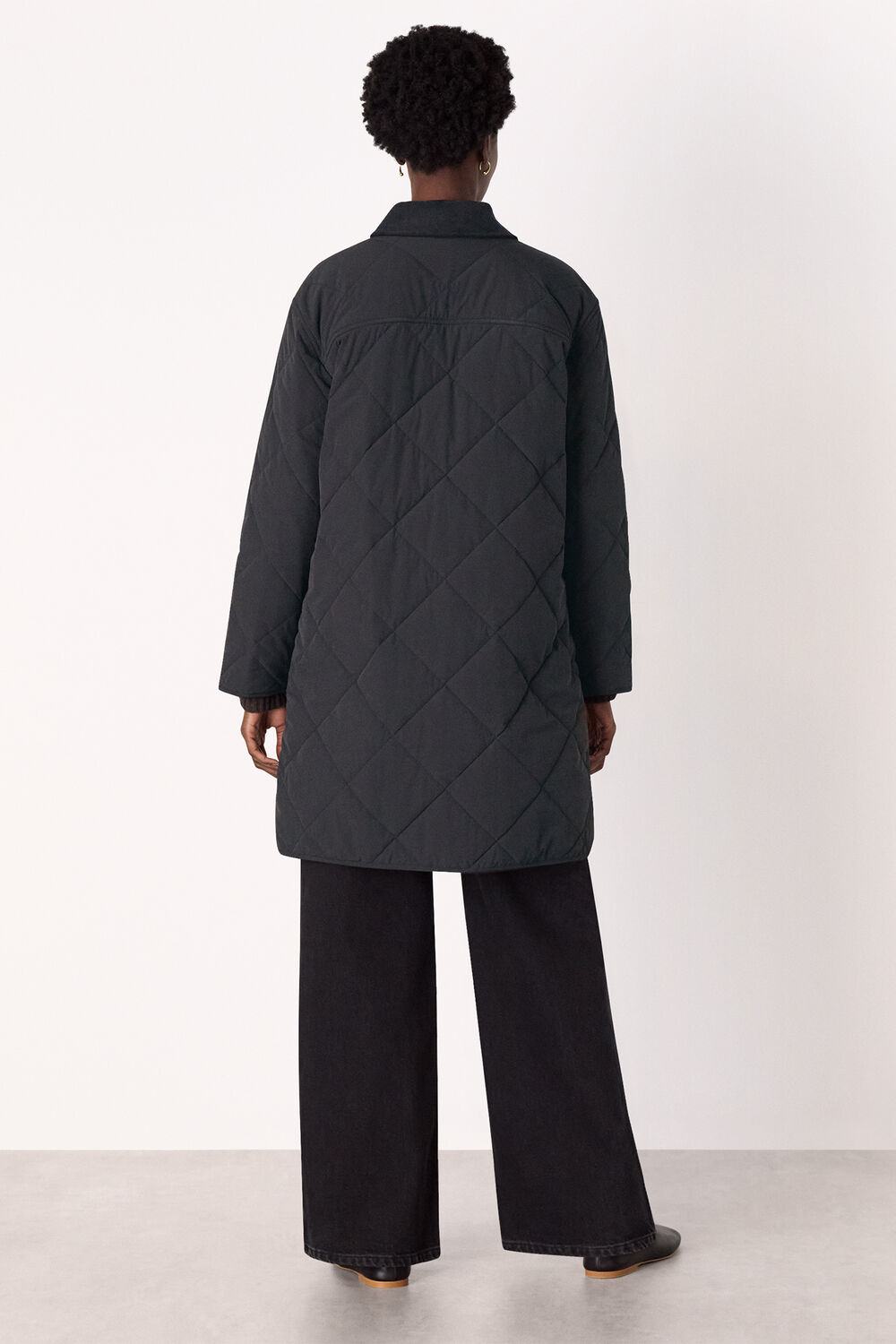 Quilted Cord Collar Coat