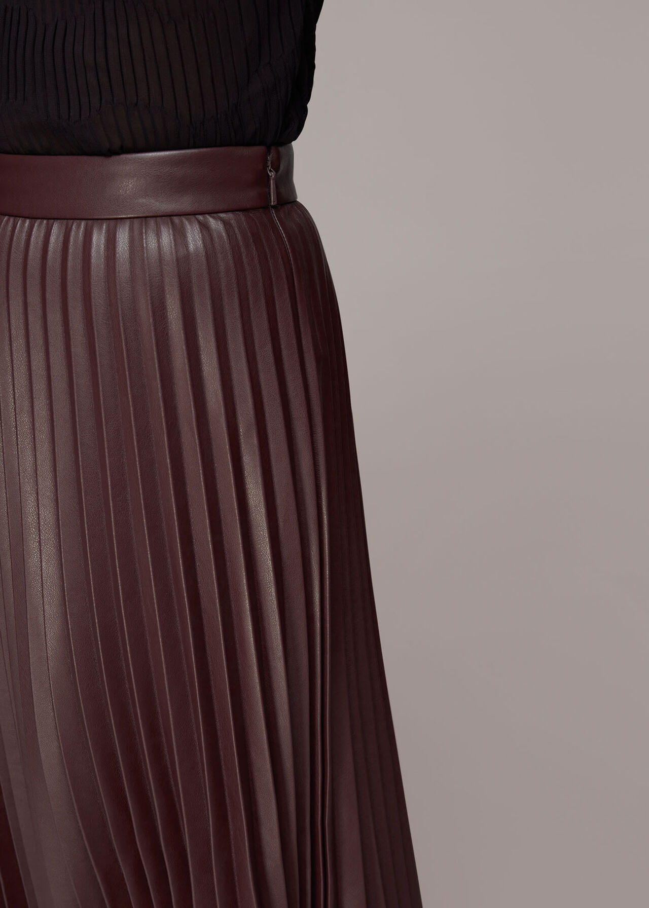 Chocolate Pleat Pu Leather Skirt | WHISTLES